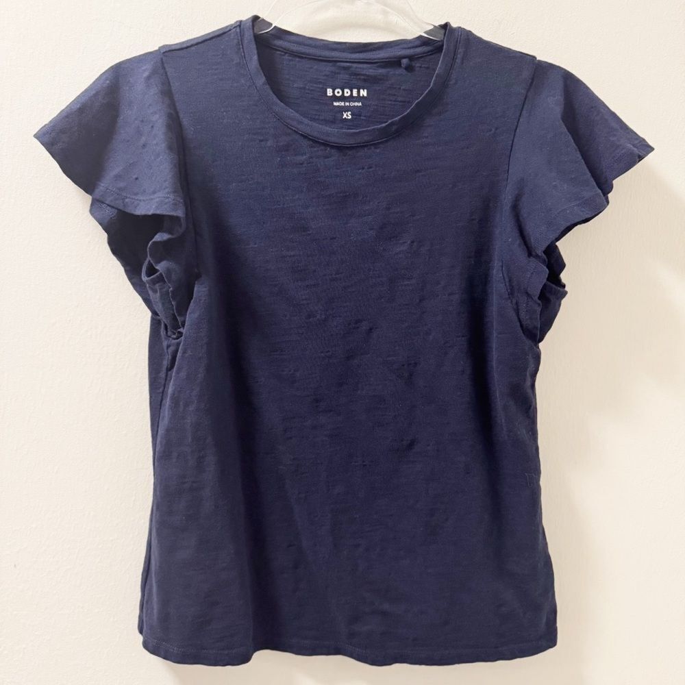 Boden Flutter Sleeve Slub Knit Tee - Size XS